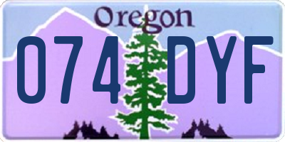 OR license plate 074DYF