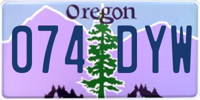 OR license plate 074DYW