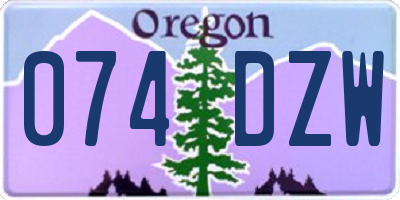 OR license plate 074DZW