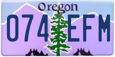 OR license plate 074EFM