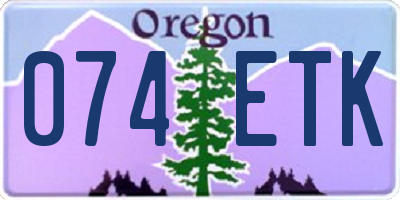 OR license plate 074ETK