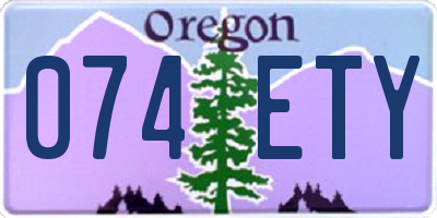 OR license plate 074ETY