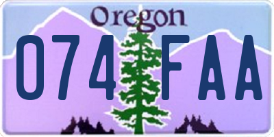 OR license plate 074FAA