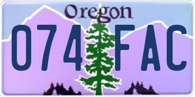 OR license plate 074FAC