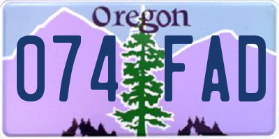OR license plate 074FAD