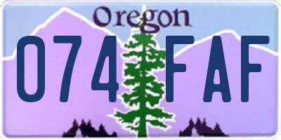 OR license plate 074FAF