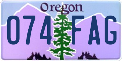 OR license plate 074FAG