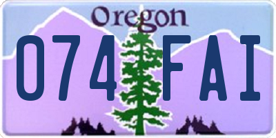 OR license plate 074FAI