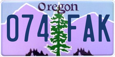 OR license plate 074FAK
