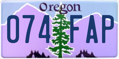 OR license plate 074FAP