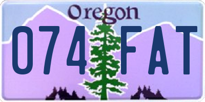 OR license plate 074FAT