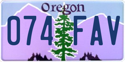 OR license plate 074FAV