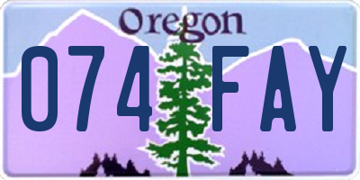 OR license plate 074FAY