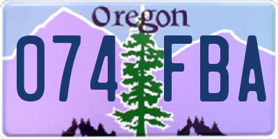OR license plate 074FBA