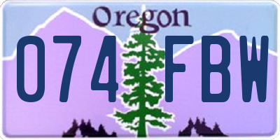 OR license plate 074FBW