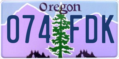 OR license plate 074FDK