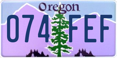 OR license plate 074FEF