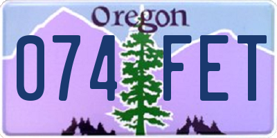 OR license plate 074FET