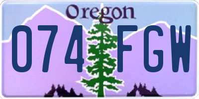 OR license plate 074FGW