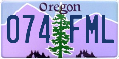 OR license plate 074FML