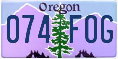 OR license plate 074FOG