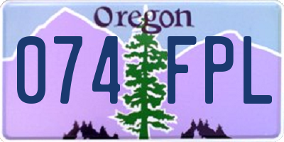 OR license plate 074FPL