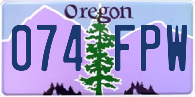 OR license plate 074FPW