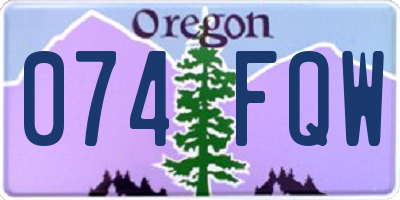 OR license plate 074FQW