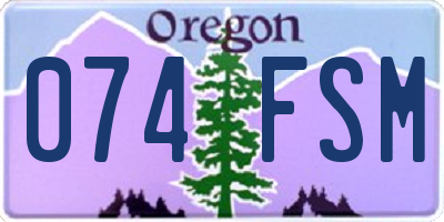 OR license plate 074FSM