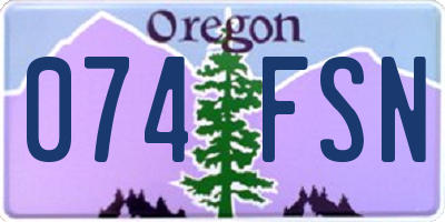 OR license plate 074FSN