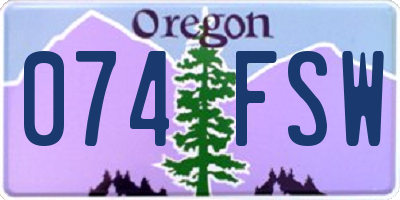 OR license plate 074FSW