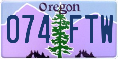 OR license plate 074FTW