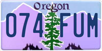 OR license plate 074FUM