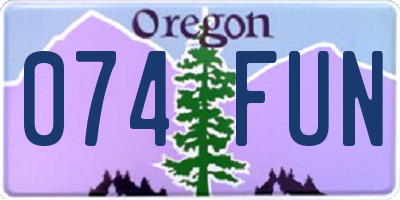 OR license plate 074FUN