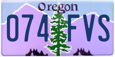 OR license plate 074FVS