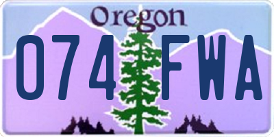 OR license plate 074FWA