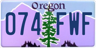 OR license plate 074FWF