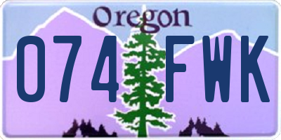 OR license plate 074FWK