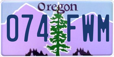 OR license plate 074FWM