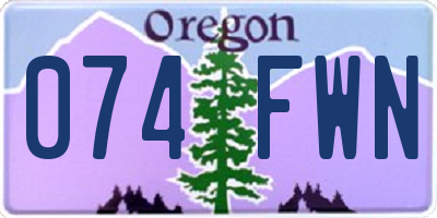 OR license plate 074FWN