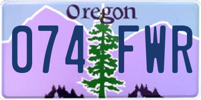 OR license plate 074FWR