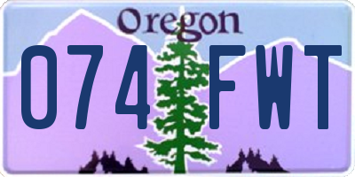 OR license plate 074FWT