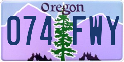 OR license plate 074FWY