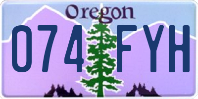 OR license plate 074FYH