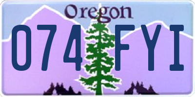 OR license plate 074FYI
