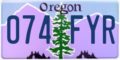 OR license plate 074FYR