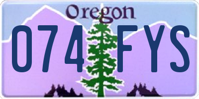OR license plate 074FYS