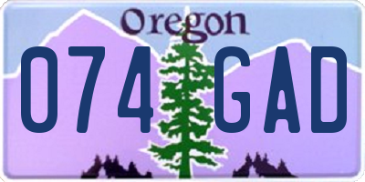 OR license plate 074GAD