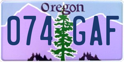 OR license plate 074GAF