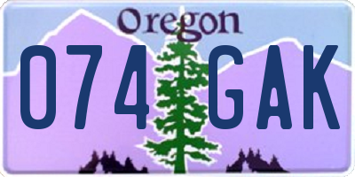 OR license plate 074GAK